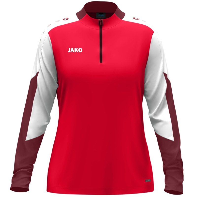 Jako Damen Ziptop Dynamic Damen rot-weiß-dunkelrot