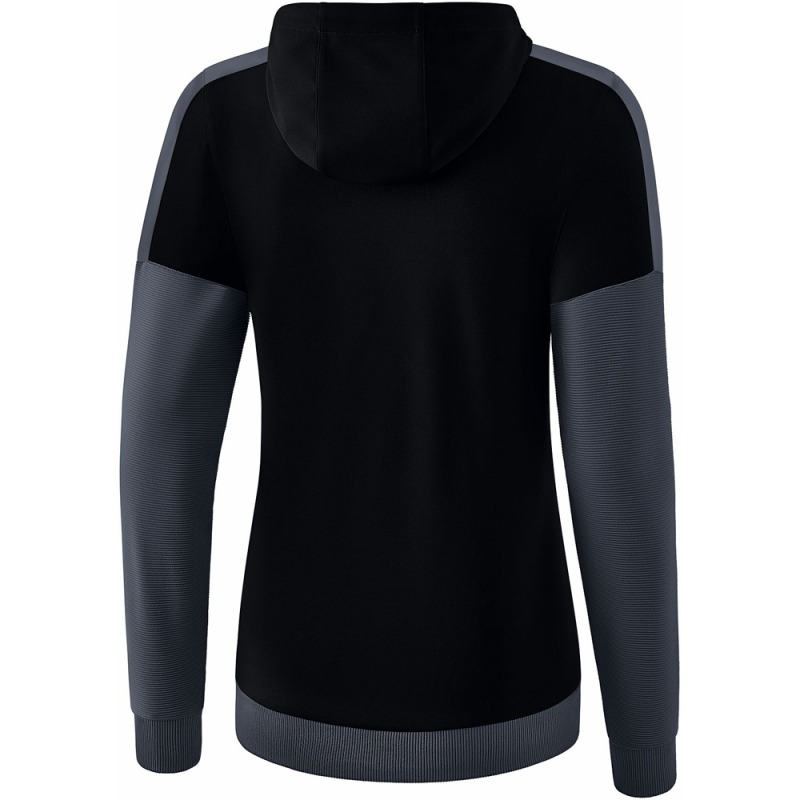 Erima Damen Trainingsjacke mit Kapuze Squad schwarz-grau