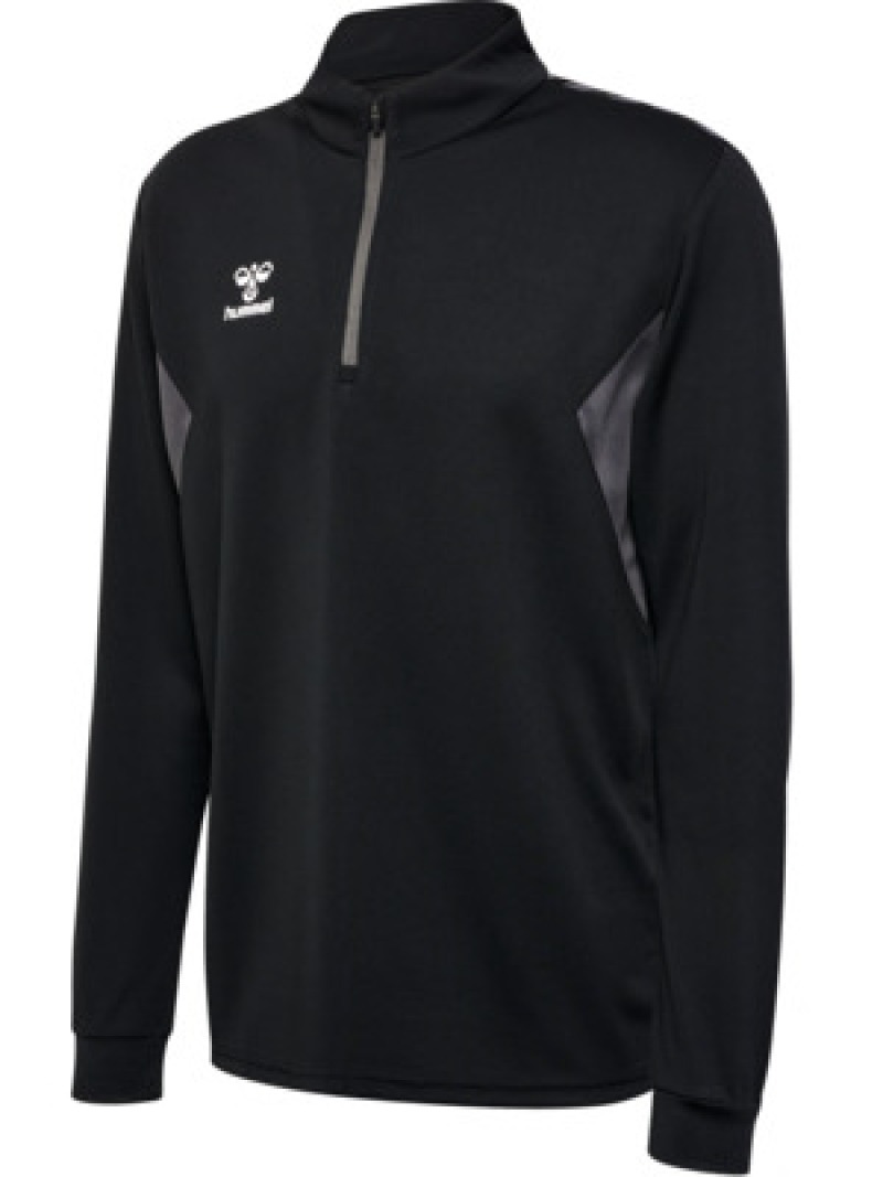 Hummel Hmlauthentic 24 PL Herren Sweatshirt mit kurzem Reißverschluss schwarz