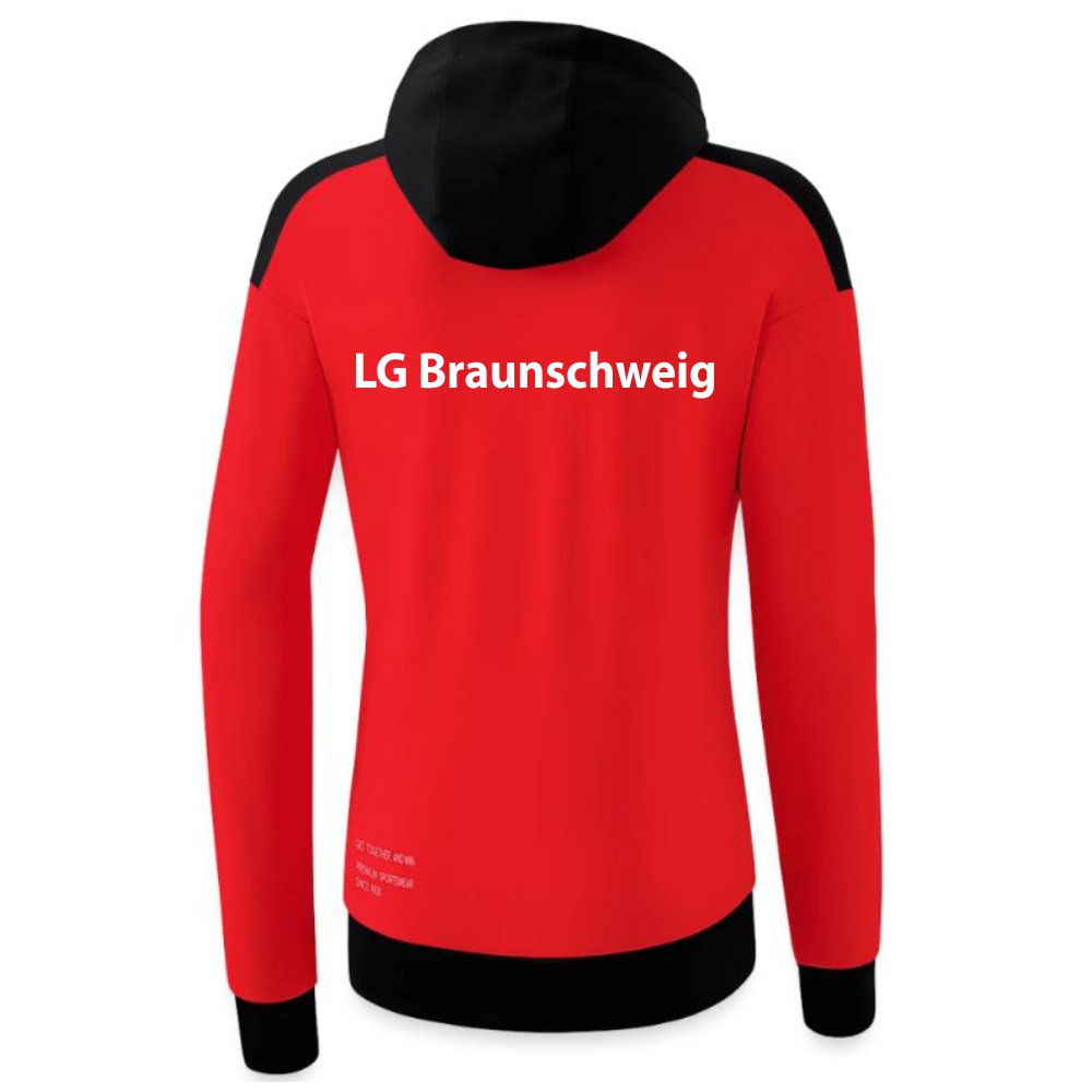 LG Braunschweig Erima Damen Change Trainingsjacke mit Kapuze rot-schwarz-weiß