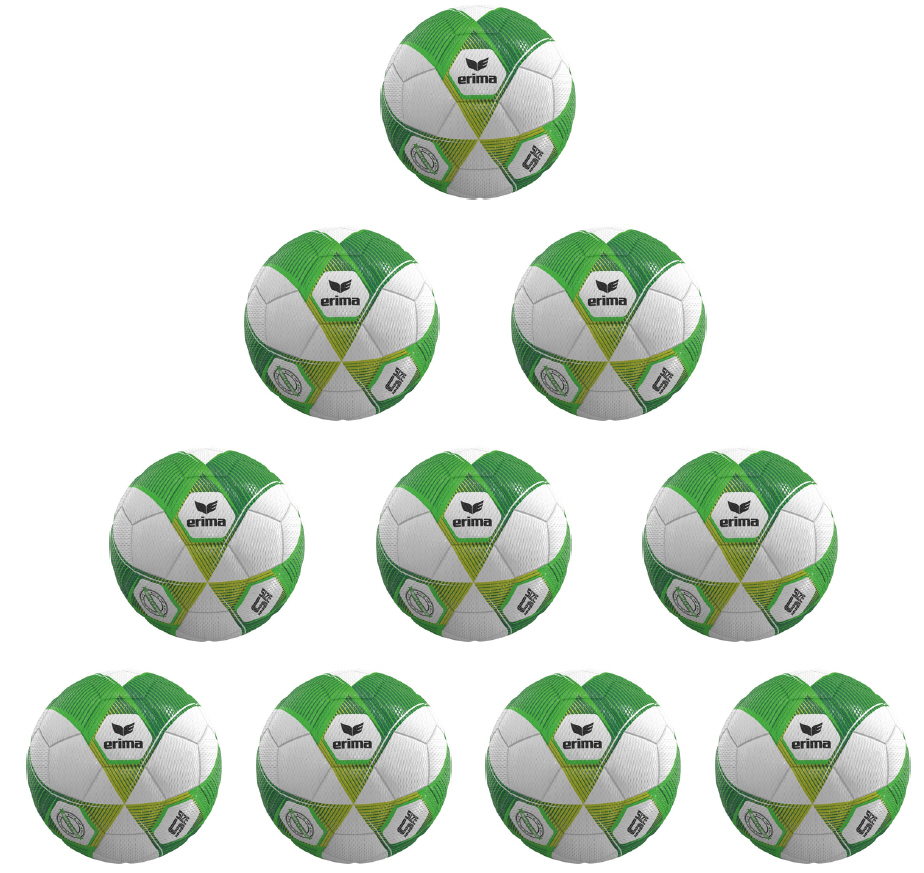 Erima Ballpaket 10x Trainingsball Jugend Hybrid Lite 290 green gecko/lime | Größe 5