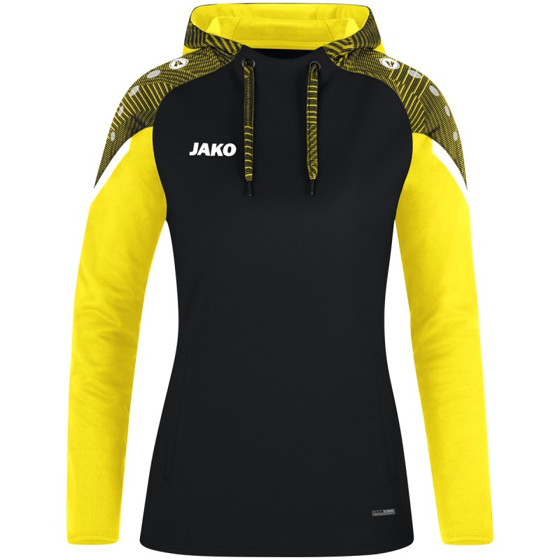 Jako Damen Kapuzensweat Performance schwarz/soft yellow