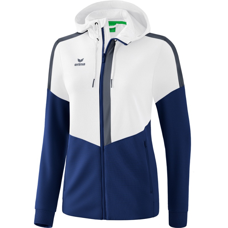 Erima Damen Trainingsjacke mit Kapuze Squad weiß-blau-grau