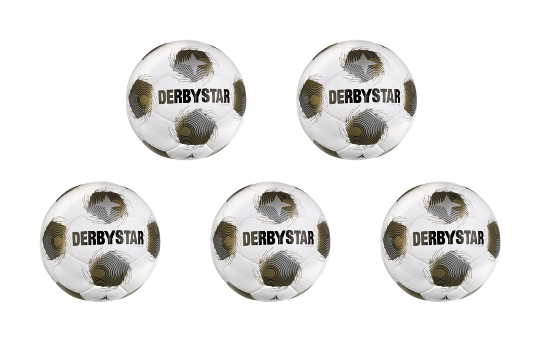 Derbystar Ballpaket 5x Spielball Brillant APS v26 weiß/gold/silber | Größe 5