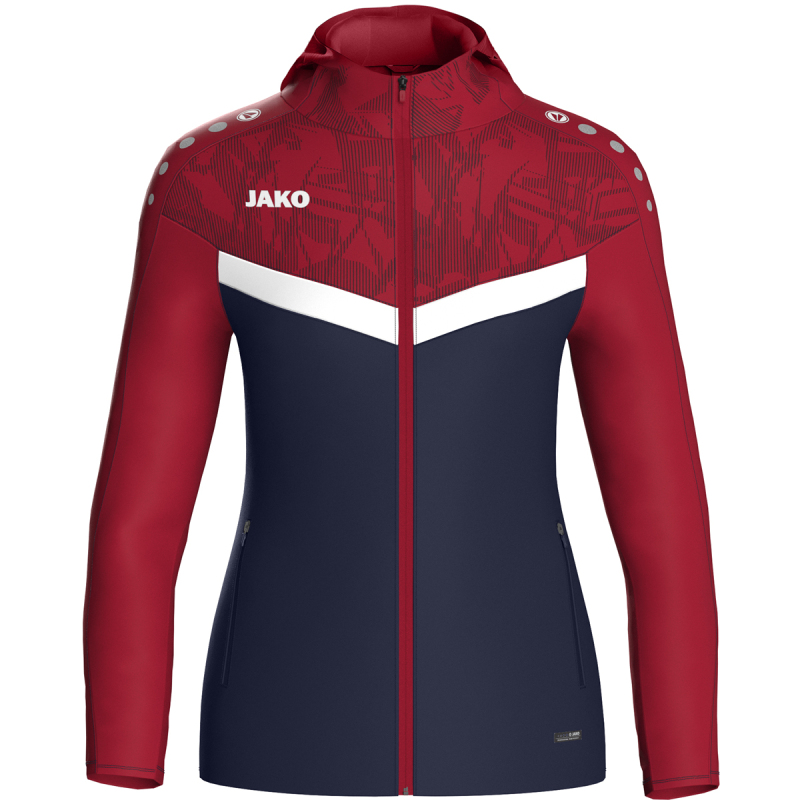 Jako Damen Kapuzenjacke Iconic  marine/chili rot