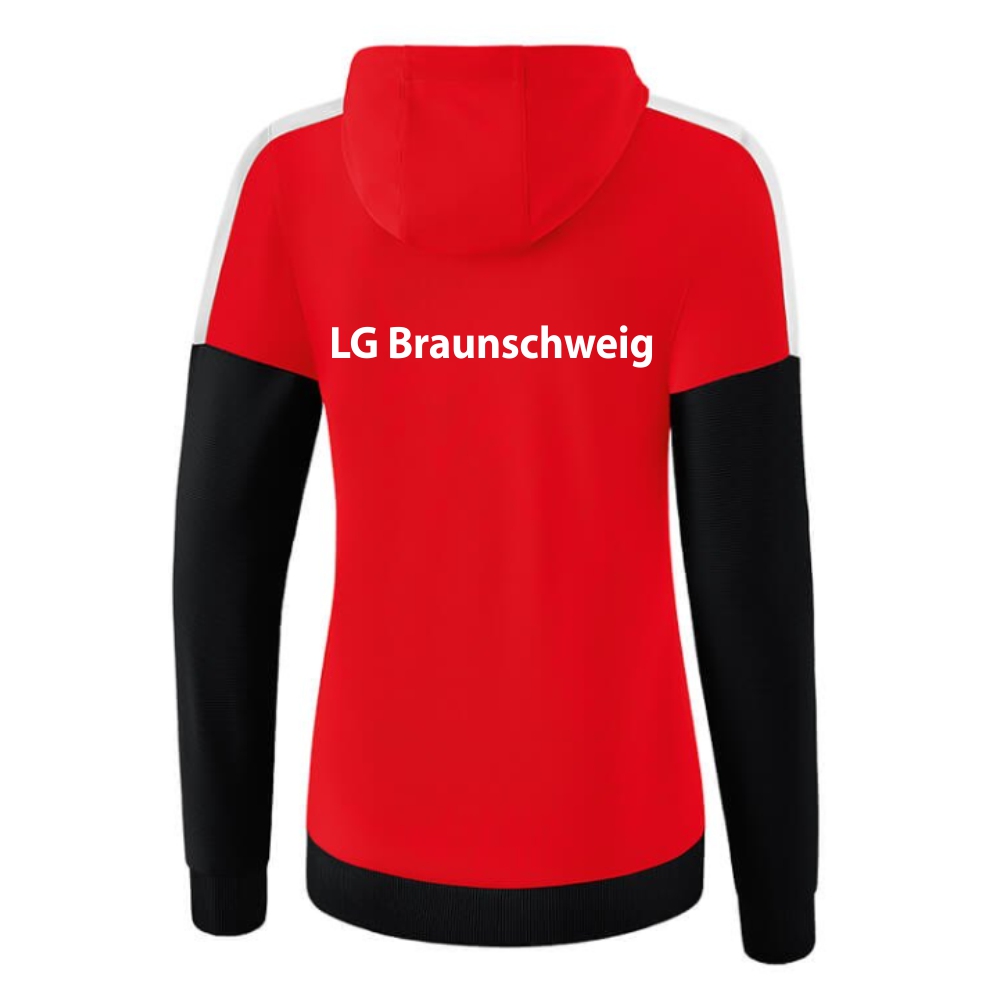 LG Braunschweig Erima Damen Squad Trainingsjacke mit Kapuze rot-schwarz