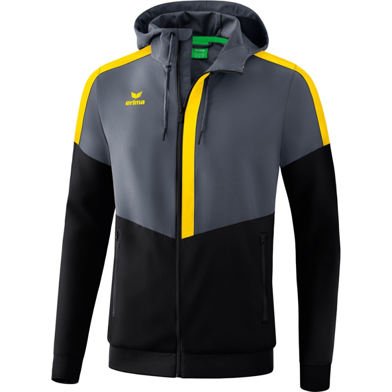 Erima Herren Tracktop Jacke mit Kapuze Squad grau-gelb