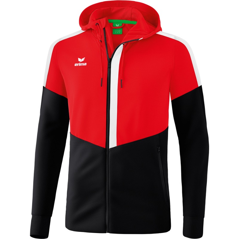 Erima Herren Trainingsjacke mit Kapuze Squad rot-schwarz