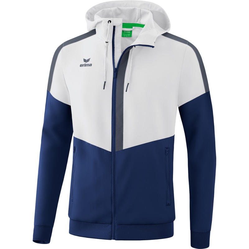 Erima Herren Tracktop Jacke mit Kapuze Squad weiß-blau-grau