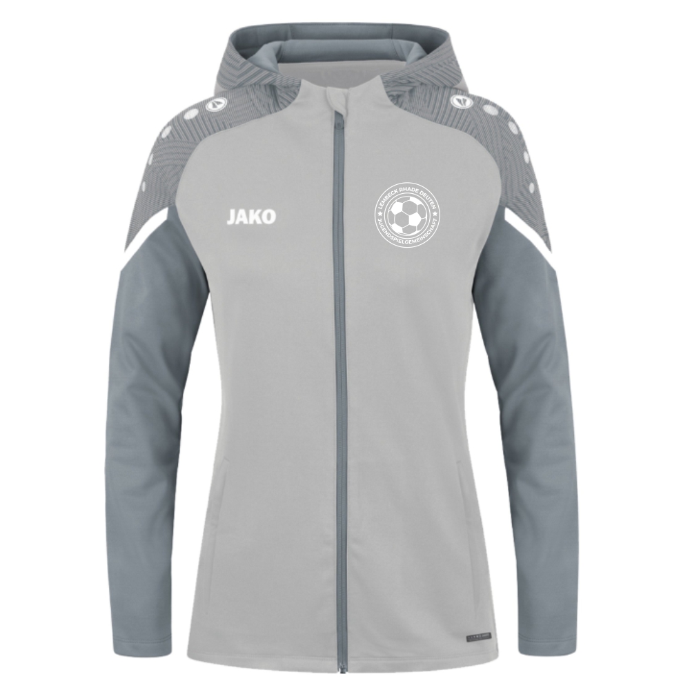 JSG Lembeck Rhade Deuten Damen Performance Kapuzenjacke grau-weiß