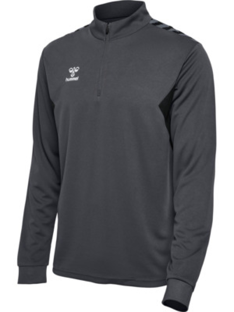Hummel Hmlauthentic 24 PL Herren Sweatshirt mit kurzem Reißverschluss grau