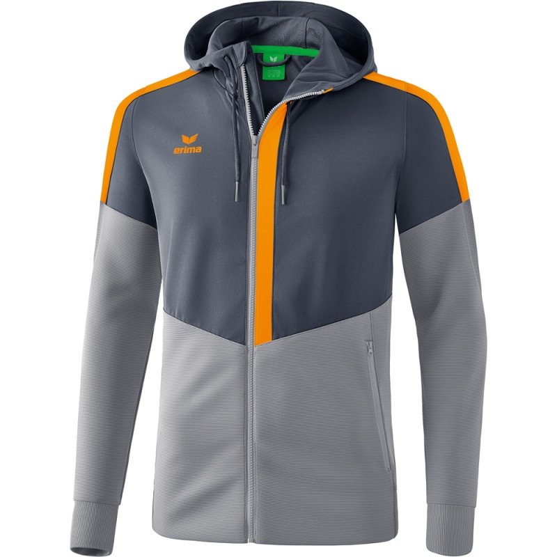 Erima Herren Trainingsjacke mit Kapuze Squad grau-orange