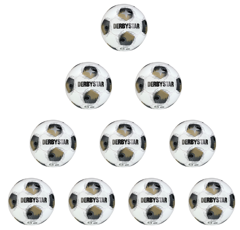 Derbystar Ballpaket 10x Trainingsball Brillant TT v26 weiß/gold/silber | Größe 5