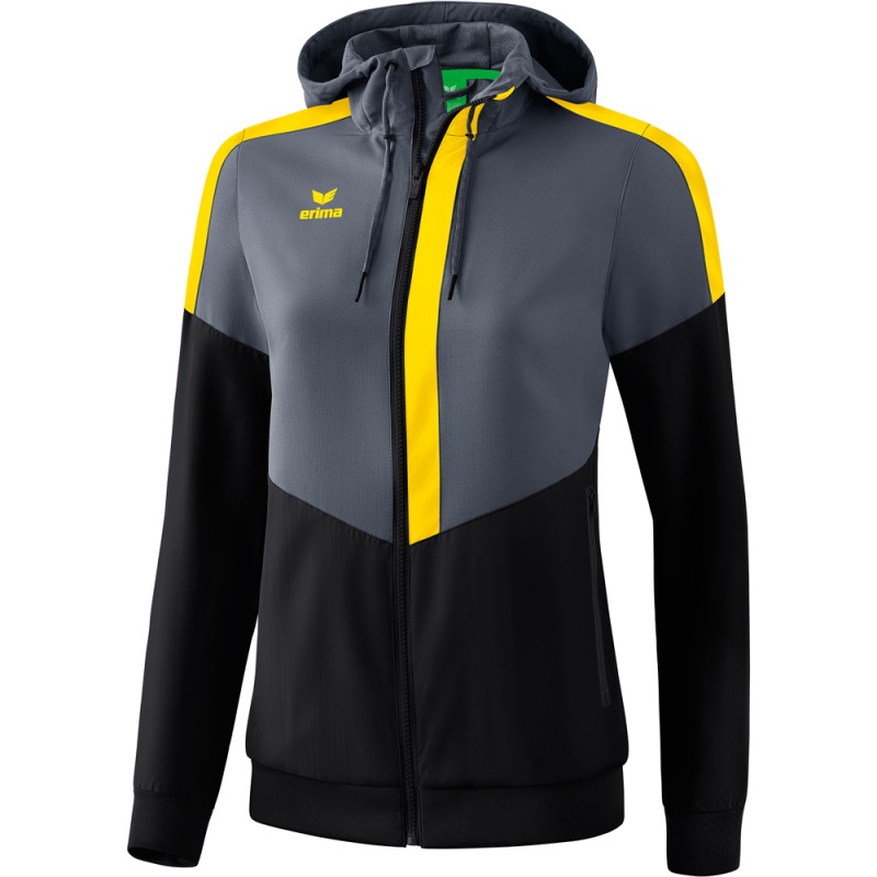 Erima Damen Tracktop Jacke mit Kapuze Squad grau-gelb