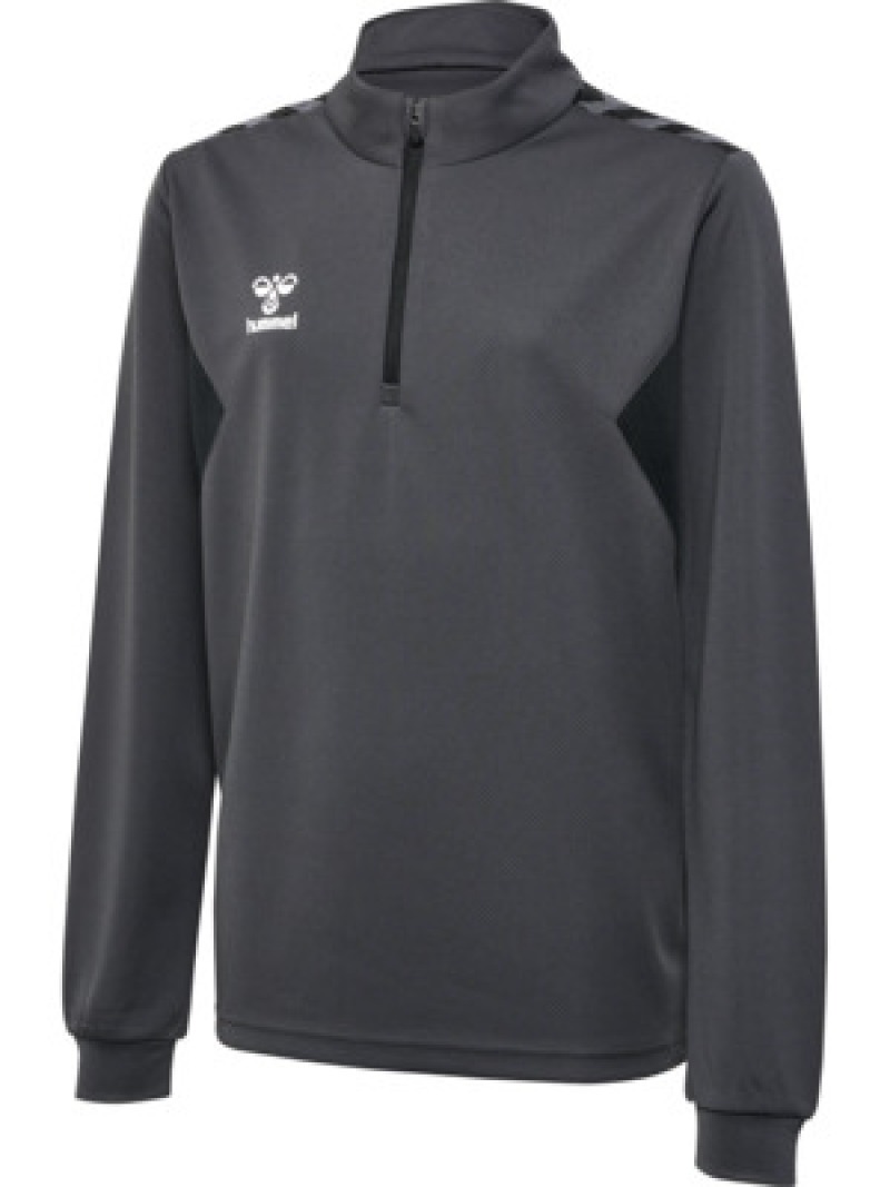 Hummel Hmlauthentic 24 PL Kinder Sweatshirt mit kurzem Reißverschluss grau
