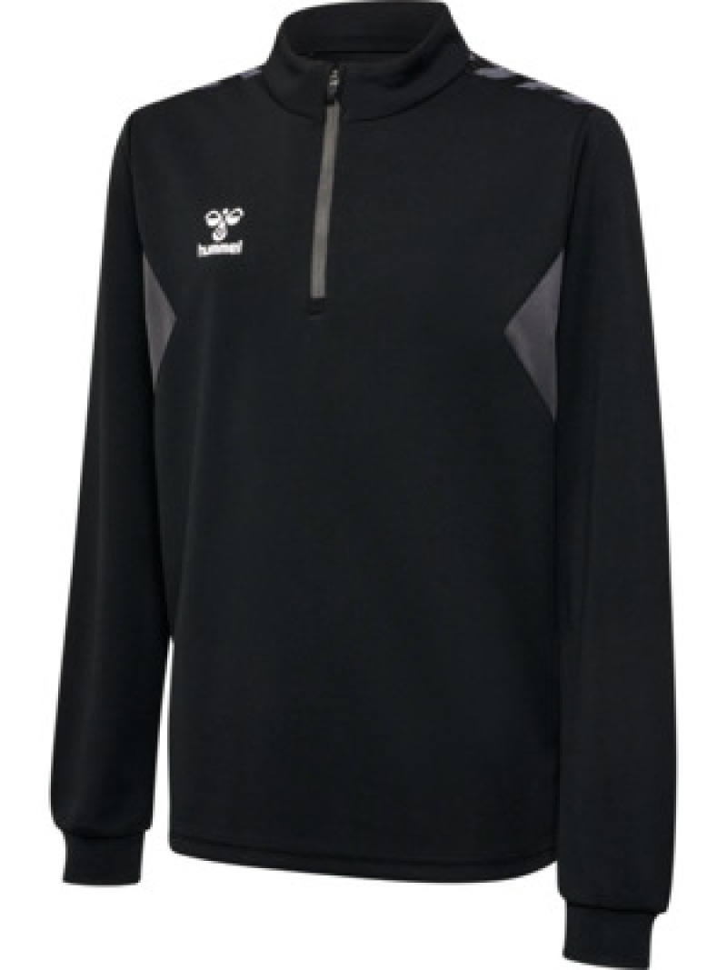 Hummel Hmlauthentic 24 PL Kinder Sweatshirt mit kurzem Reißverschluss schwarz