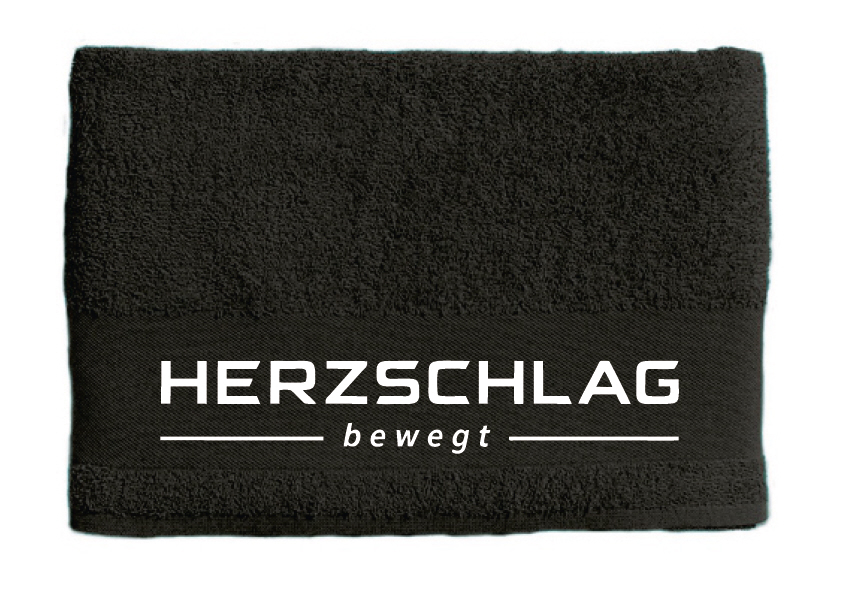 Herzschlag bewegt Sauna Badetuch 100x150cm schwarz