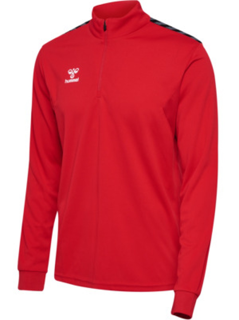 Hummel Hmlauthentic 24 PL Herren Sweatshirt mit kurzem Reißverschluss rot