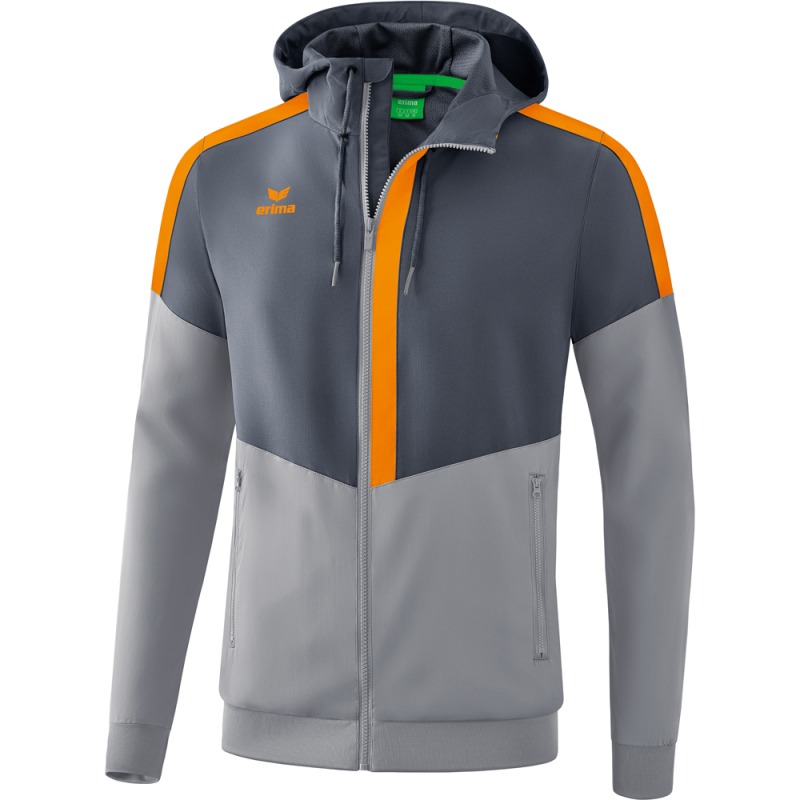 Erima Herren Tracktop Jacke mit Kapuze Squad grau-orange