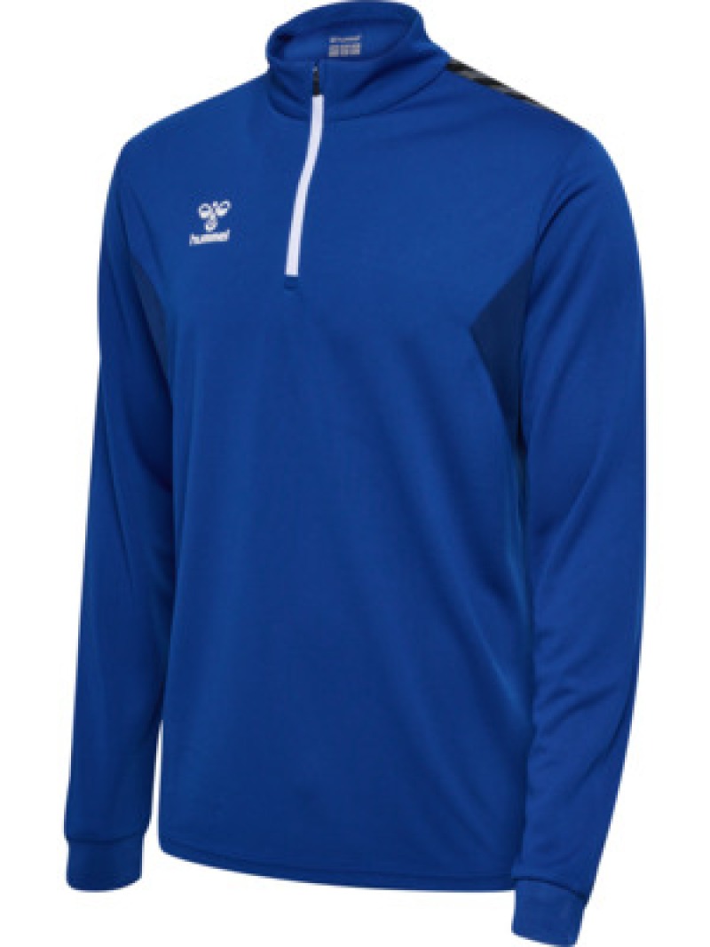Hummel Hmlauthentic 24 PL Herren Sweatshirt mit kurzem Reißverschluss blau