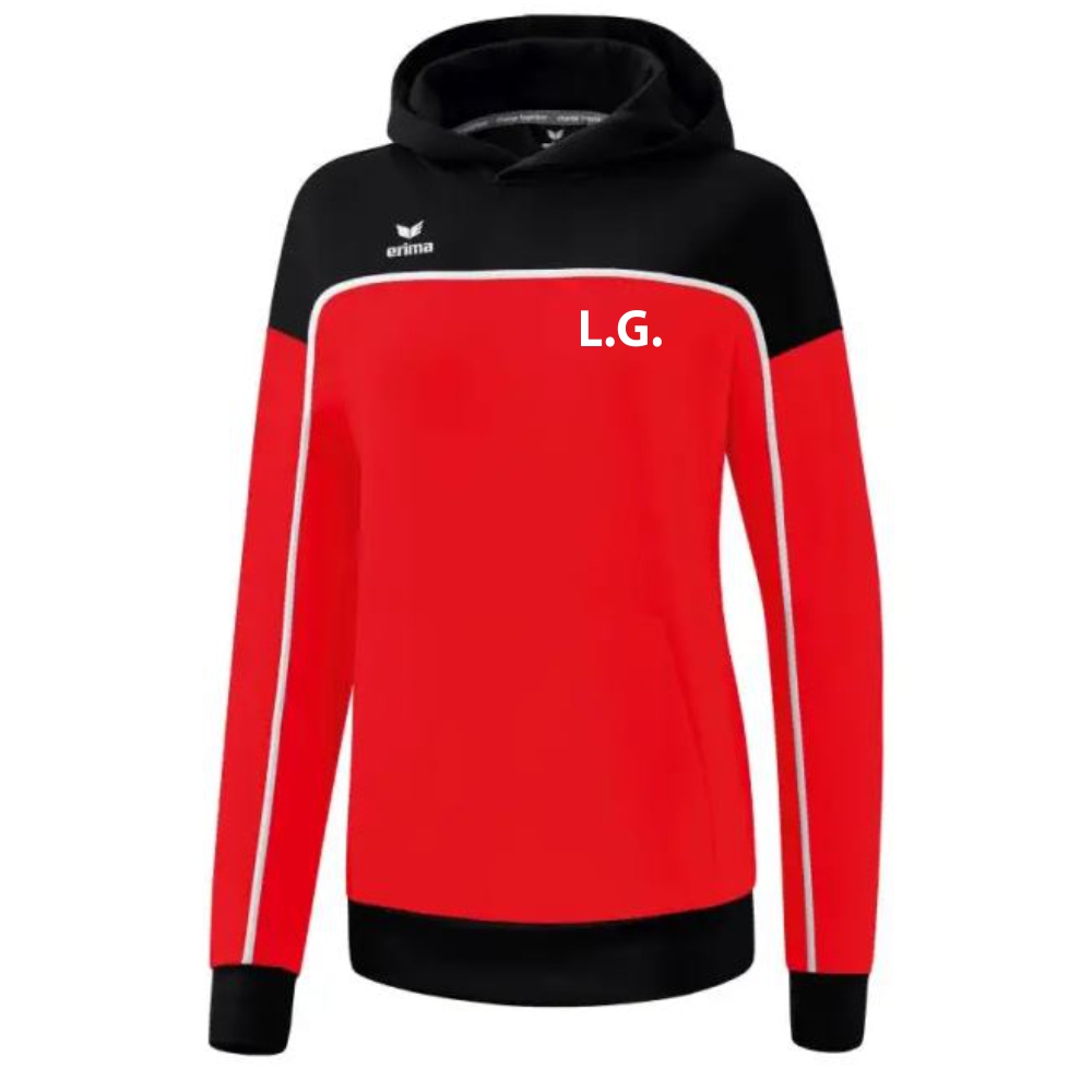 LG Braunschweig Erima Damen Change Kapuzensweatshirt rot-schwarz-weiß