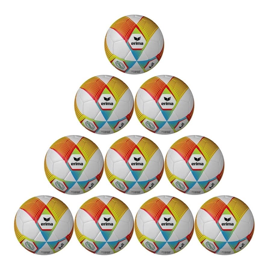 Erima Ballpaket 10x HYBRID LITE 350 rot curacao  inkl. Ballsack | Größe 4