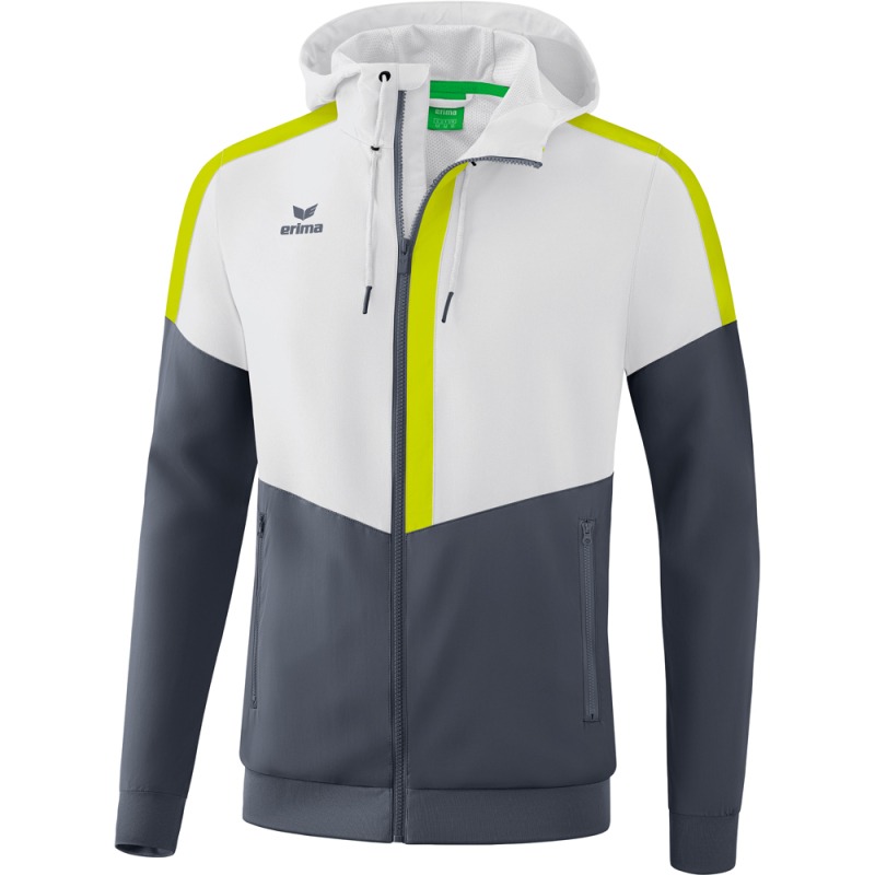 Erima Herren Tracktop Jacke mit Kapuze Squad weiß-grau-grün