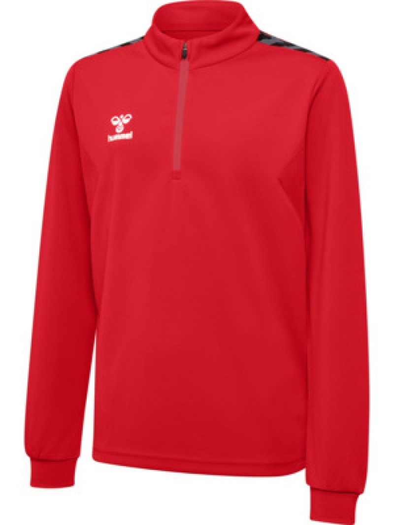 Hummel Hmlauthentic 24 PL Kinder Sweatshirt mit kurzem Reißverschluss rot
