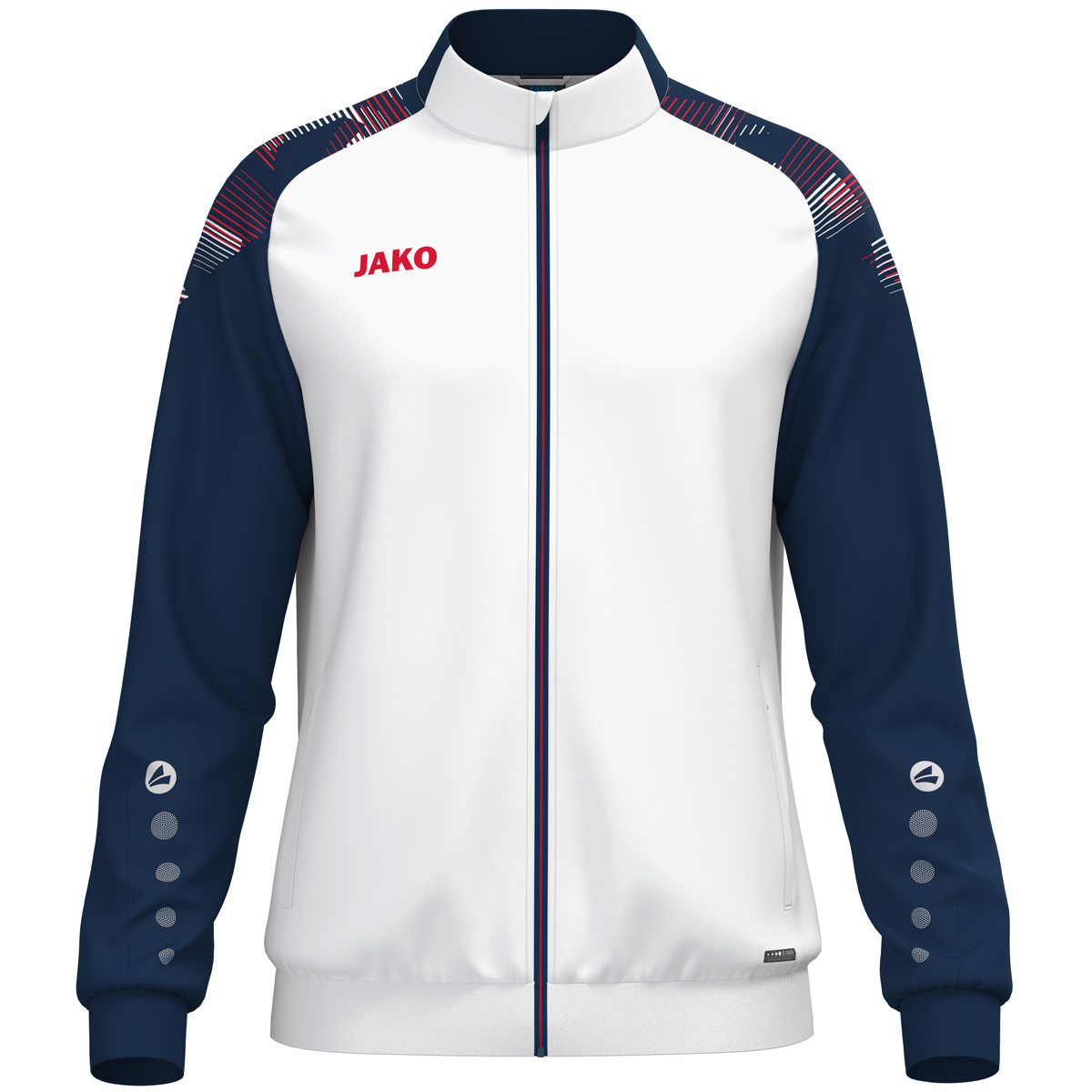 Jako Polyesterjacke Sonic weiß/marine/rot