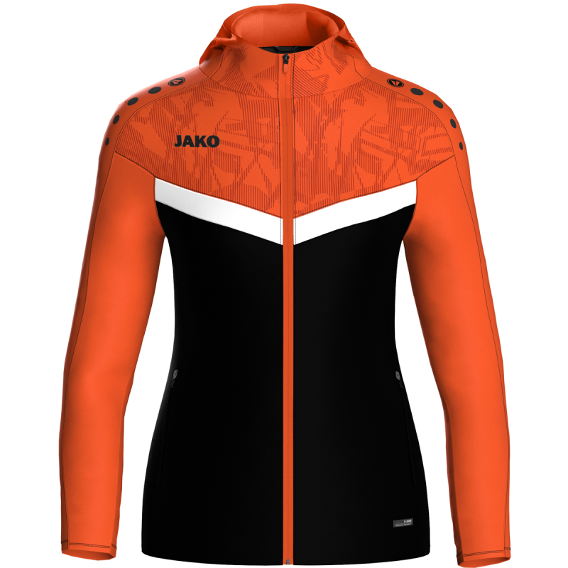 Jako Damen Kapuzenjacke Iconic  schwarz/neonorange
