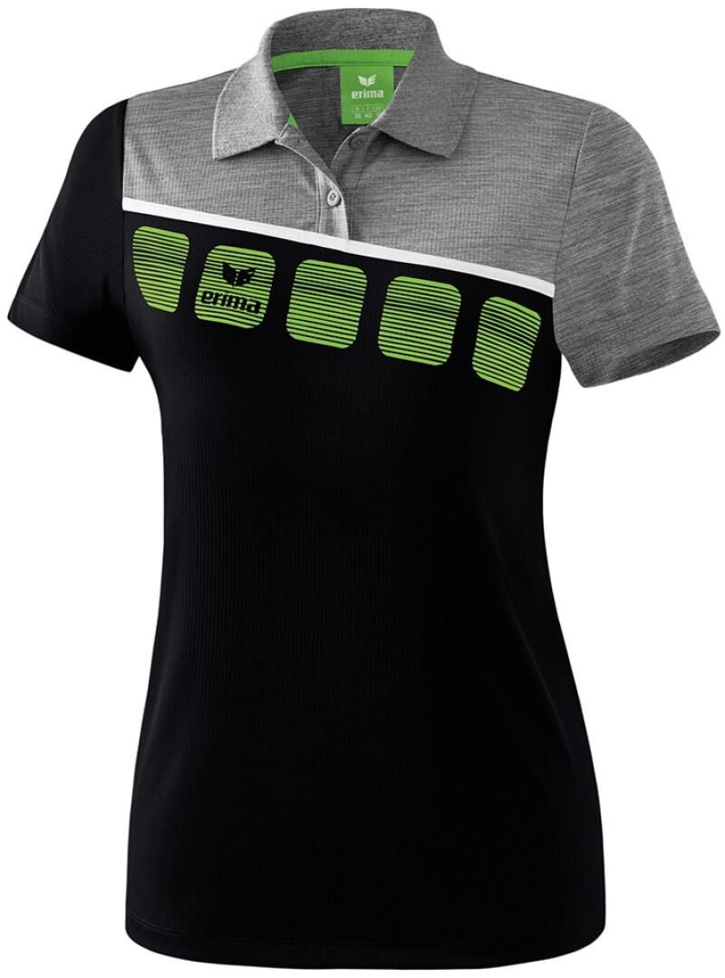 Erima 5-C Damen Poloshirt schwarz-grau melange-weiß