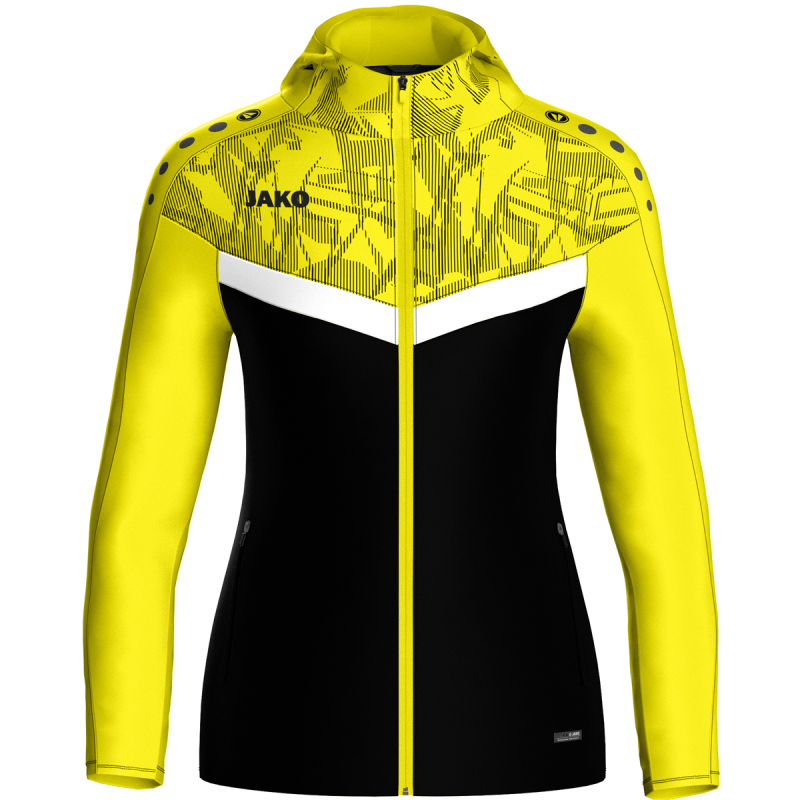 Jako Damen Kapuzenjacke Iconic  schwarz/soft yellow