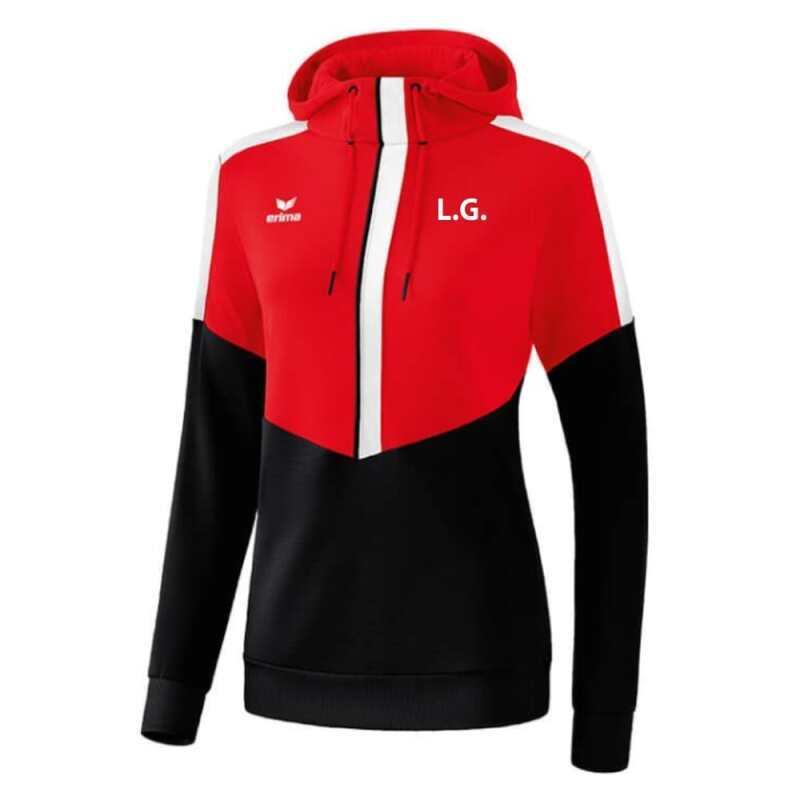 LG Braunschweig Erima Damen Squad Hoodie rot-schwarz