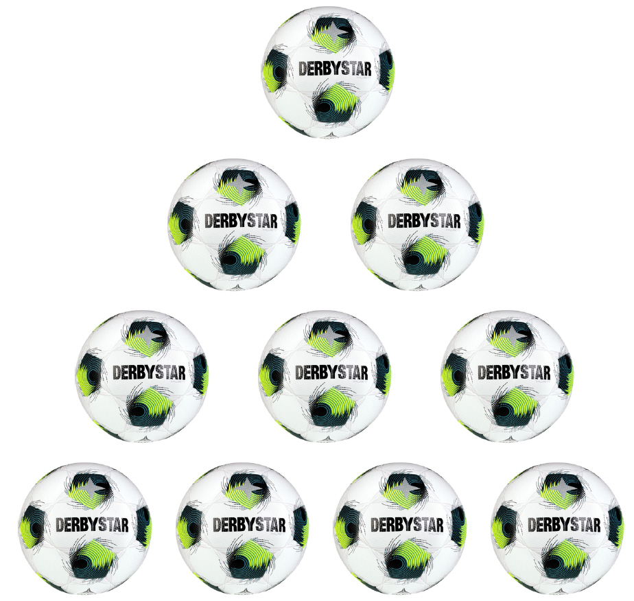 Derbystar Ballpaket 10x Trainingsball Brillant TT DB v26 weiß/grün/gelb | Größe 5