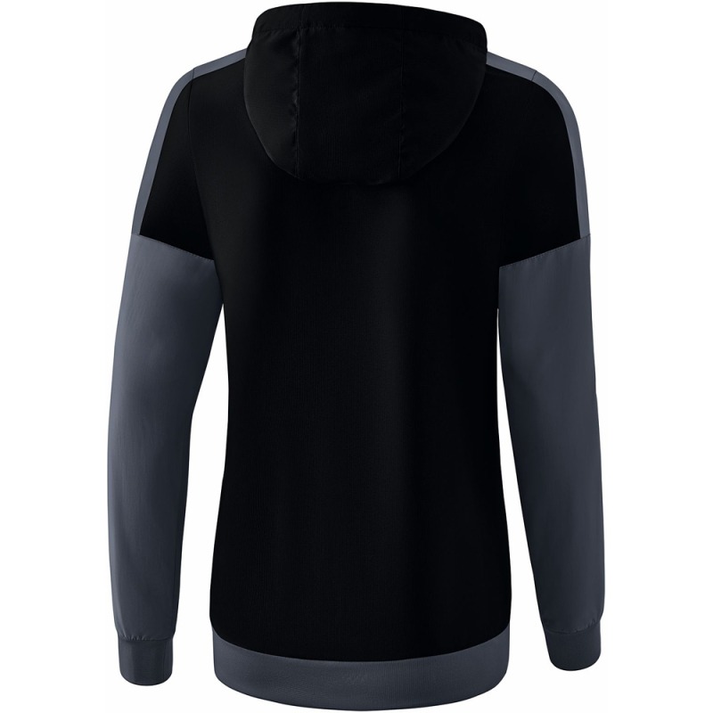 Erima Damen Tracktop Jacke mit Kapuze Squad schwarz-grau