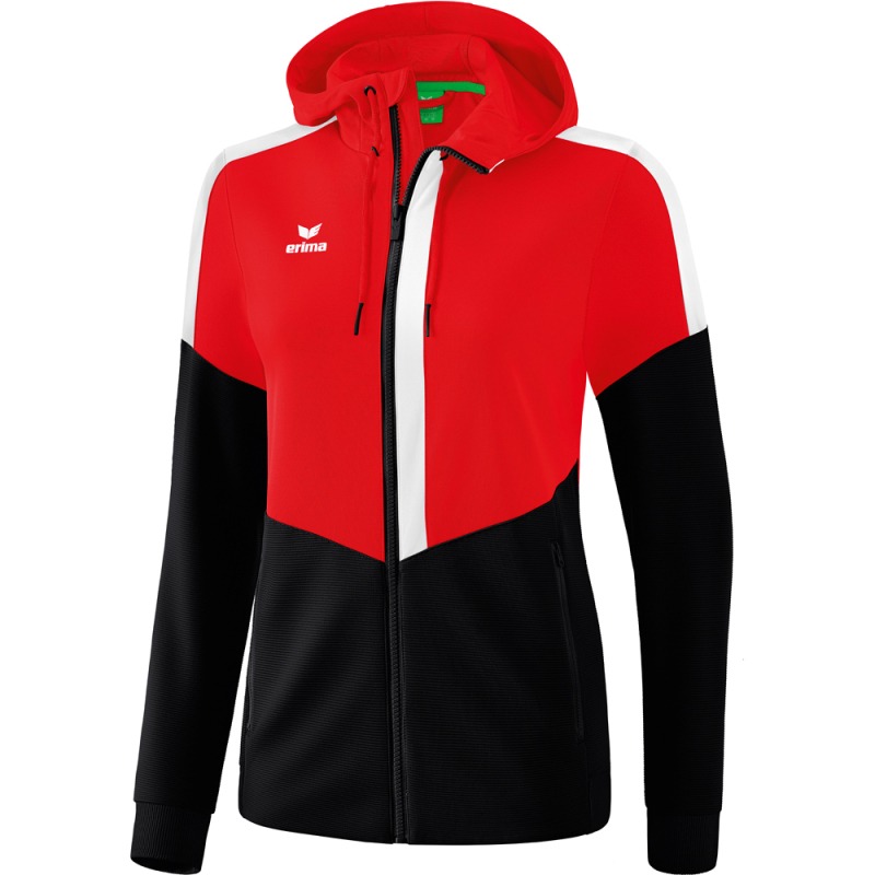 Erima Damen Trainingsjacke mit Kapuze Squad rot-schwarz-weiß