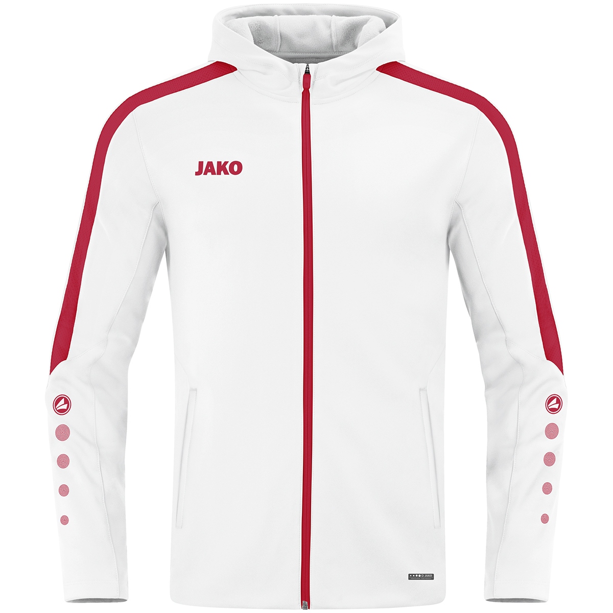 Jako Herren Kapuzenjacke Power weiß/rot