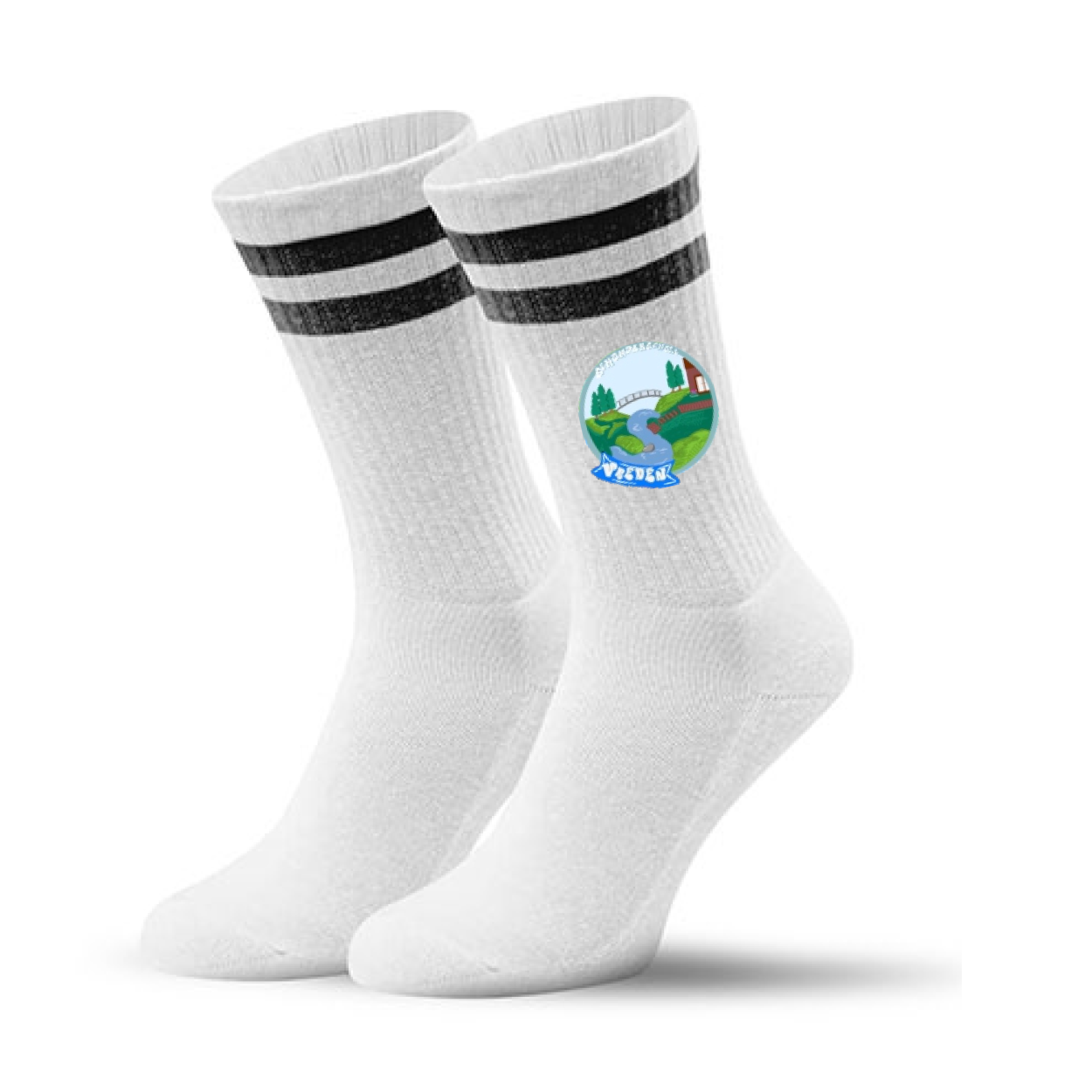Sekundarschule Vreden Socken weiss mit Streifen in schwarz