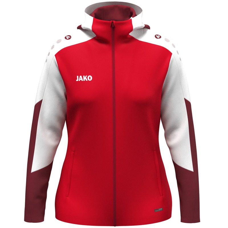 Jako Damen Kapuzenjacke Dynamic Damen rot-weiß-dunkelrot