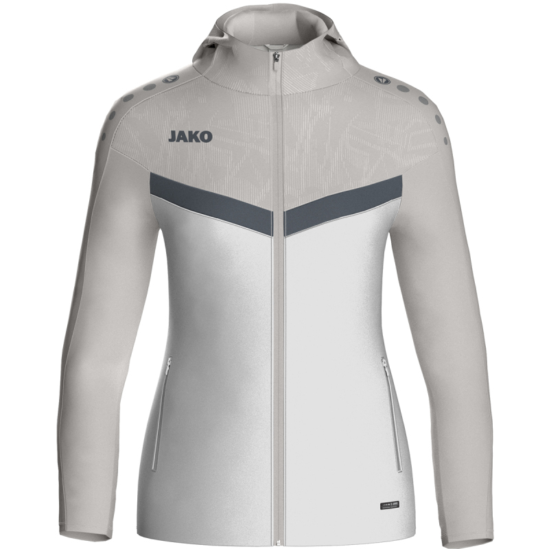 Jako Damen Kapuzenjacke Iconic  weiß/soft grey/anthra light