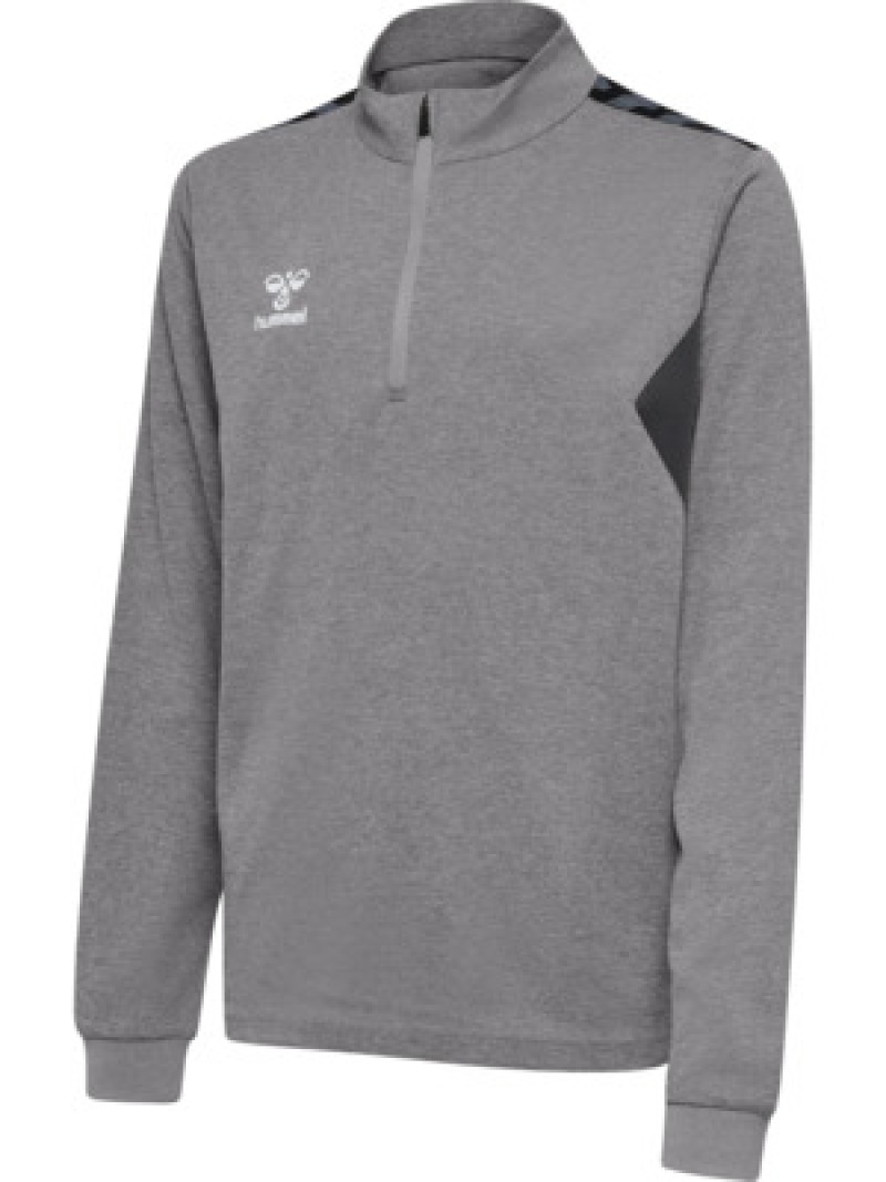 Hummel Hmlauthentic 24 PL Kinder Sweatshirt mit kurzem Reißverschluss grau