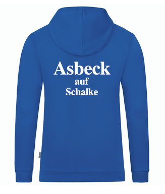 S04 Fanclub Asbeck auf Schalke Kapuzensweat Organic blau