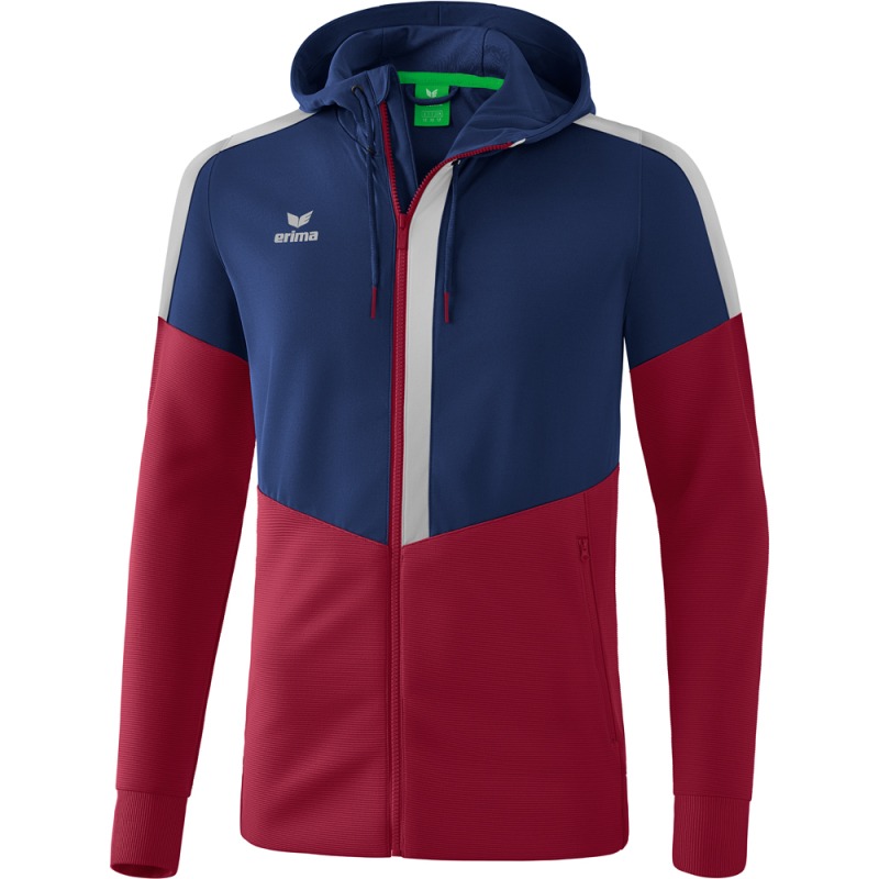 Erima Kinder Trainingsjacke mit Kapuze Squad blau-rot-grau
