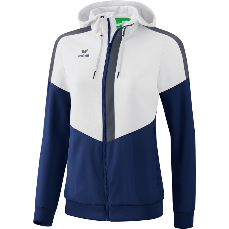 Erima Damen Tracktop Jacke mit Kapuze Squad weiß-blau-grau