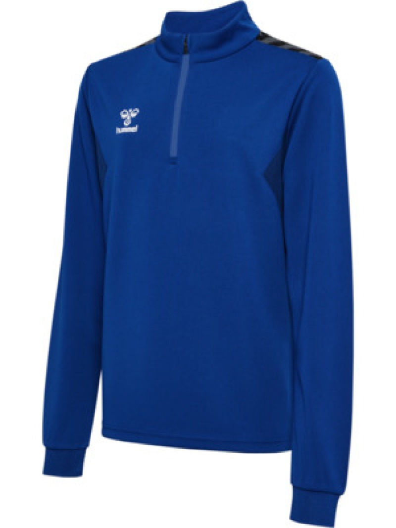 Hummel Hmlauthentic 24 PL Kinder Sweatshirt mit kurzem Reißverschluss blau