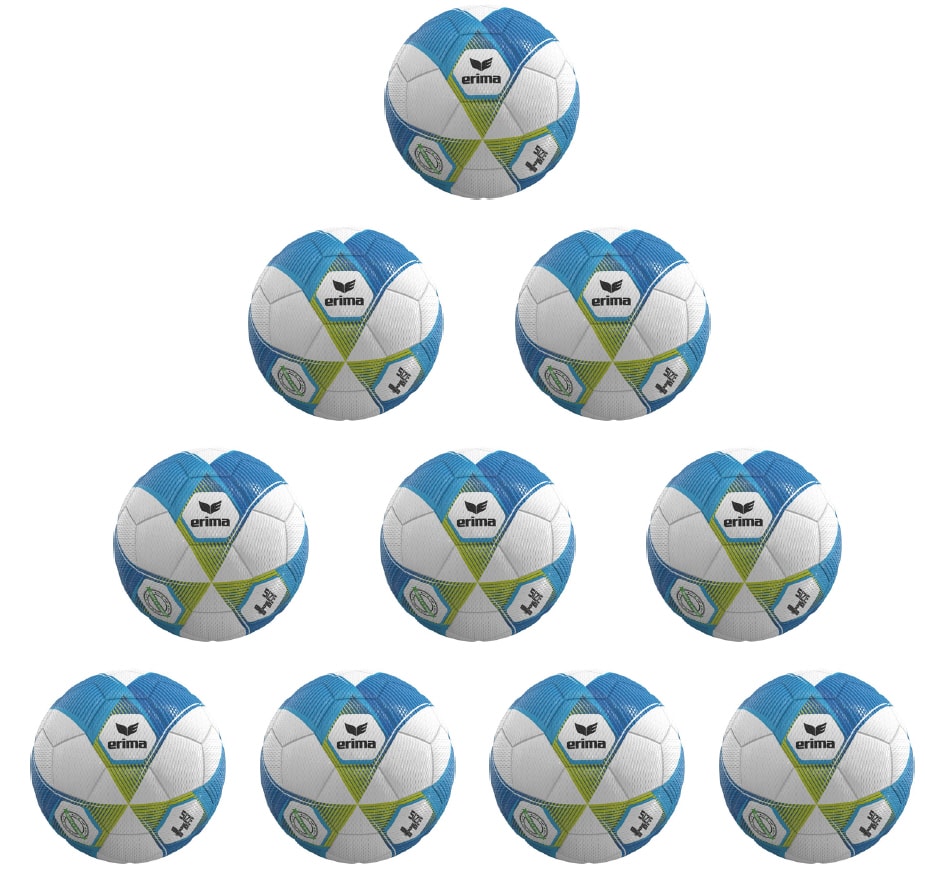 Erima Ballpaket 10x Trainingsball Jugend Hybrid Lite 290 curacao/lime | Größe 4