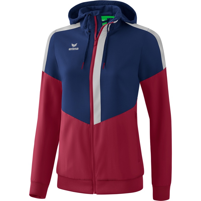 Erima Damen Tracktop Jacke mit Kapuze Squad blau-rot-grau