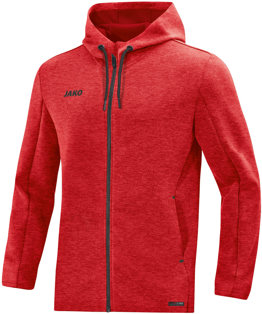 Jako Premium Basics Kapuzenjacke rot meliert