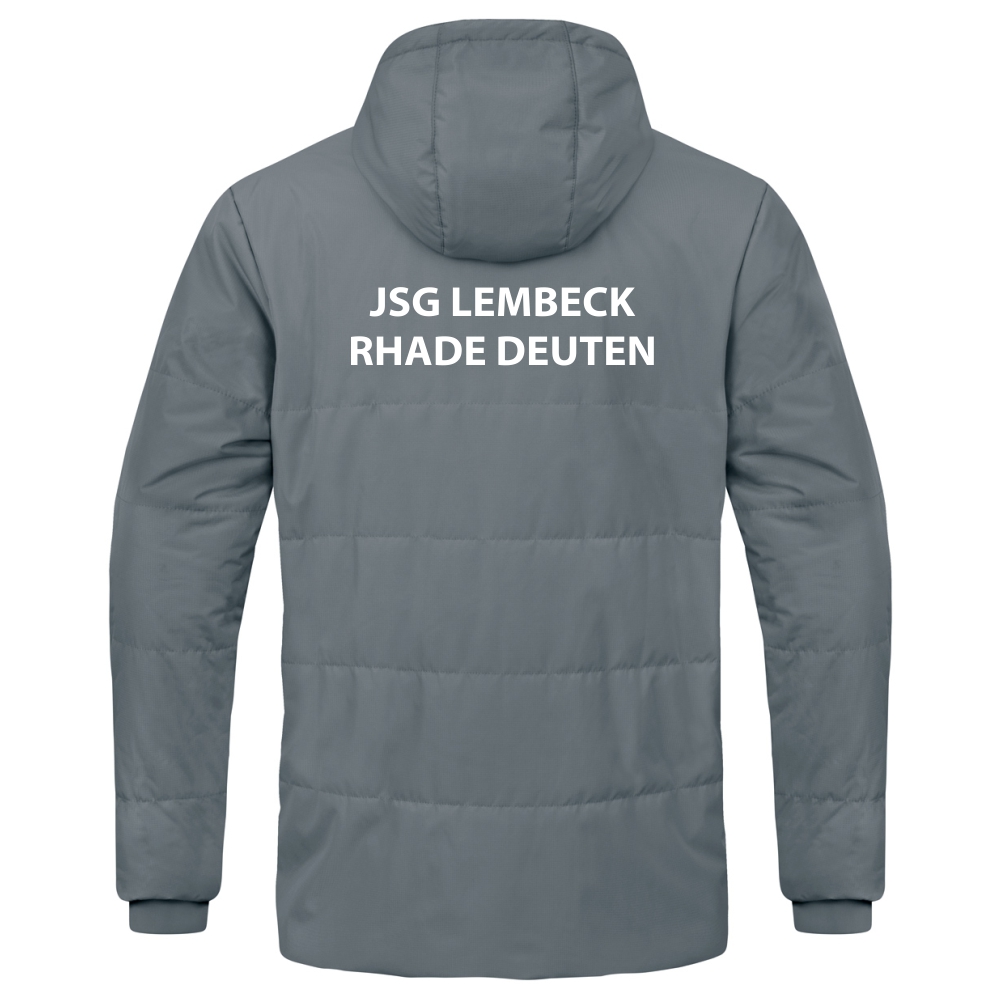 JSG Lembeck Rhade Deuten Coachjacke Team mit Kapuze grau-weiß