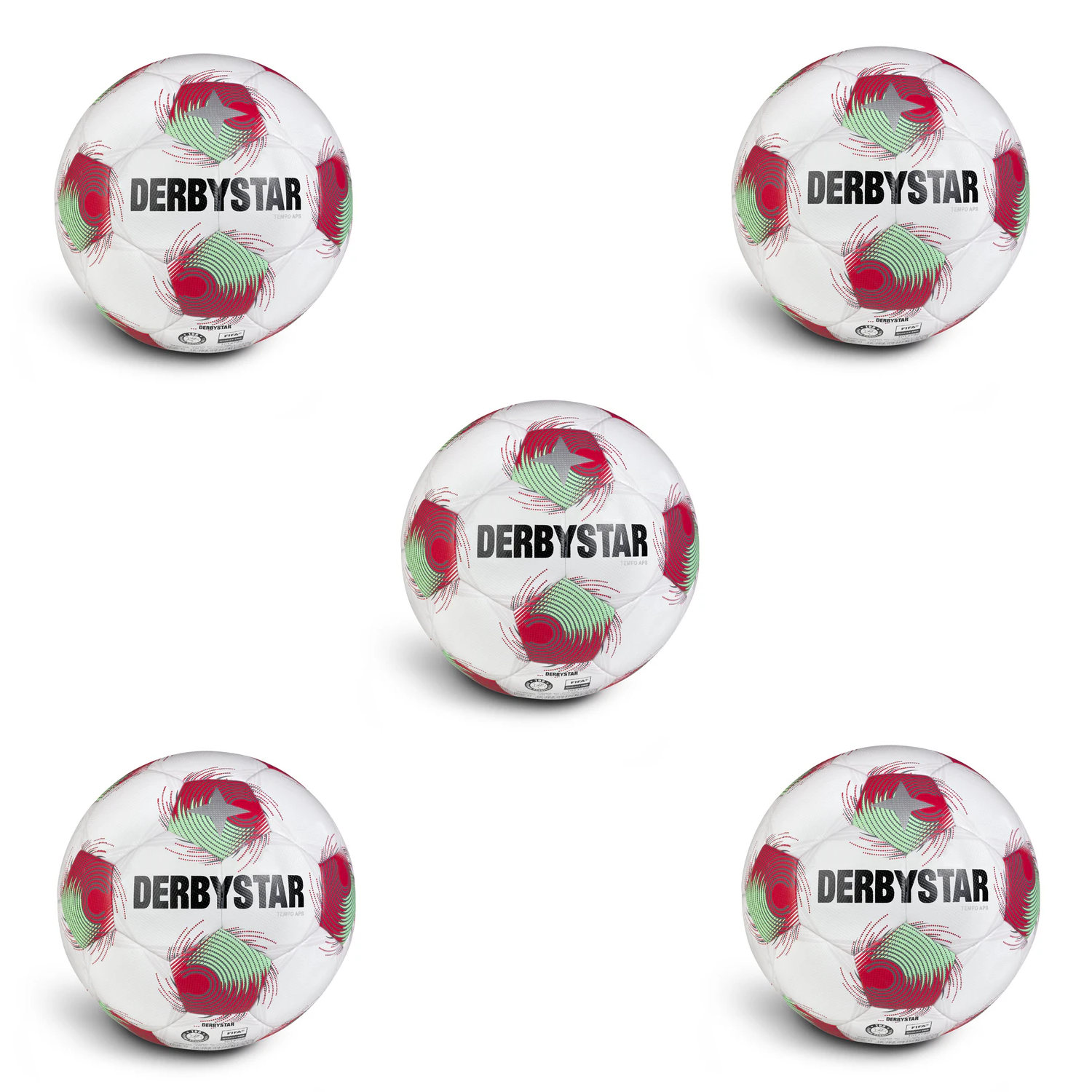 Derbystar Ballpaket 5 x Tempo APS v25 weiss rot gruen | Größe 5